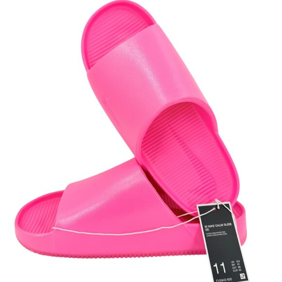 Nike Women's Calm Slide SE Hyper Pink Logo Slip-on Sandals Size 11 NWOB - Picture 1 of 12